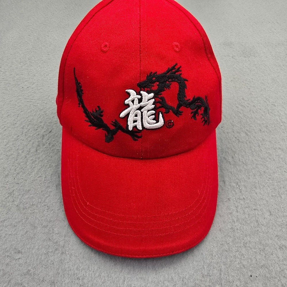 Dragon Baseball Cap Mens 58cm Red Embroidered Logo Cotton Casual Strapback Hat
